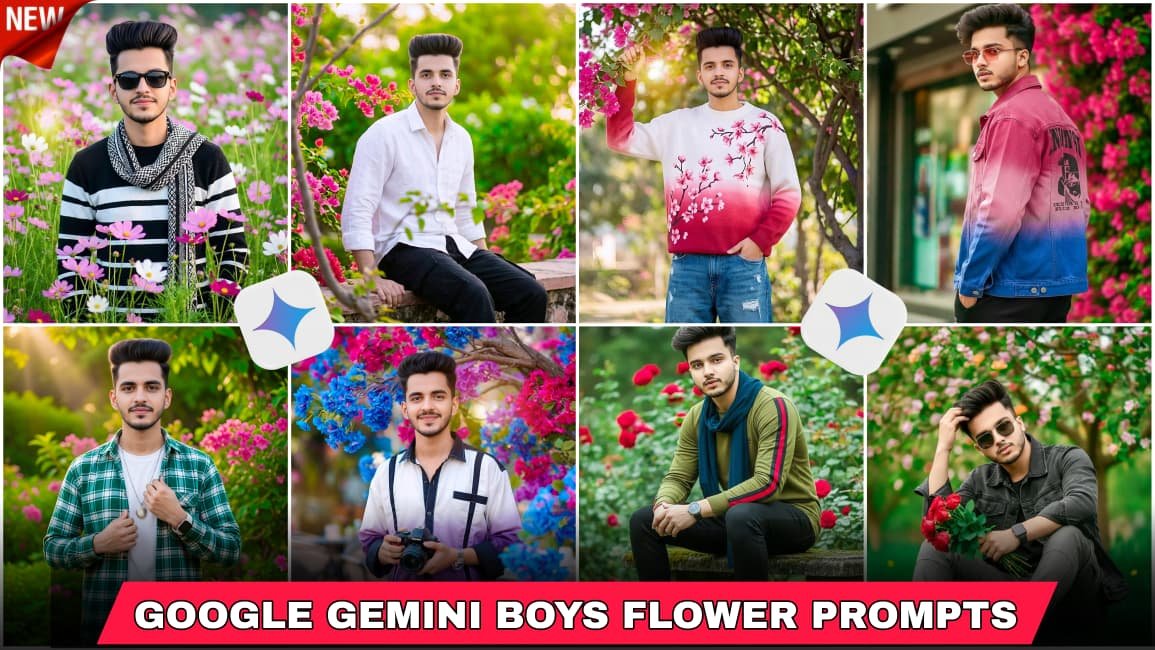 Google Gemini boys flowers photo editing prompt